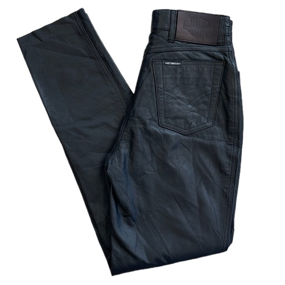 Harley-Davidson Pants - HARLEY-DAVIDSON Vintage Black Leather Women’s Straight Leg Pants Size 34/6
